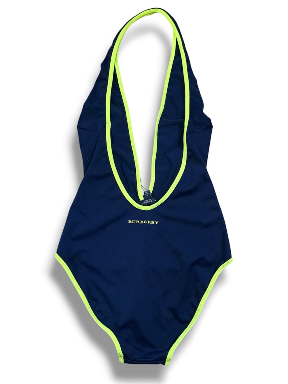 Burberry Navy One-Piece Swimsuit with Neon Lime Trim. Brand New with Tags. - Picture 2 of 4